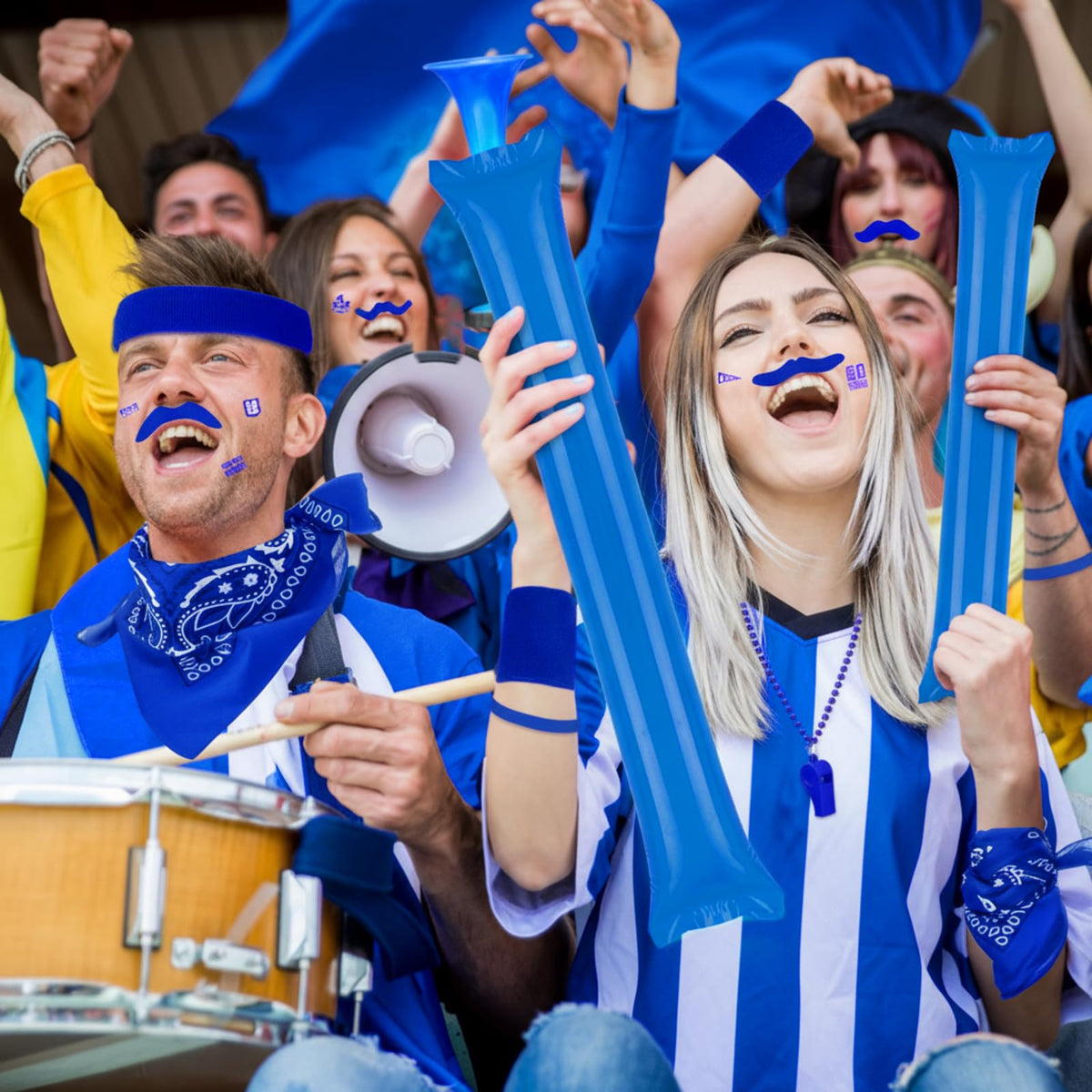Bonuci blue sport wristbands boost visibility during cheering