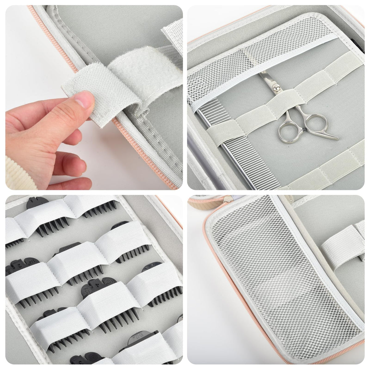 Boobowl hard travel case clipper organization shows partitioned compartments for tools.