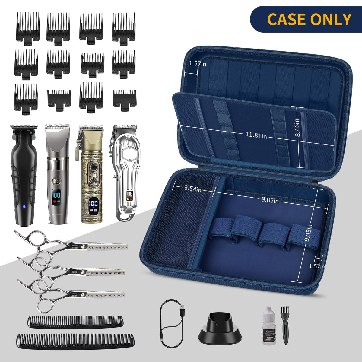 Boobowl universal clippers organizer shows interior compartments