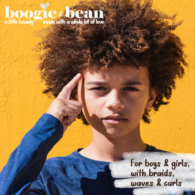 Boogie and Bean kids curls moisturizing creme keeps curls soft and defined.
