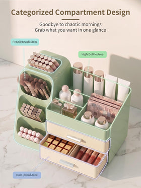 Booklov makeup organizer with dust-proof base keeps cosmetics clean and stable