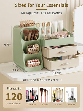 Booklov makeup organizer open compartments and drawers keep daily essentials within reach