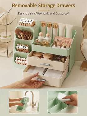 Booklov makeup organizer elevates vanity with a tidy countertop display