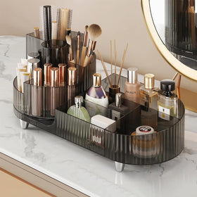 Booklov rotating makeup organizer with 360° rotation for easy access.