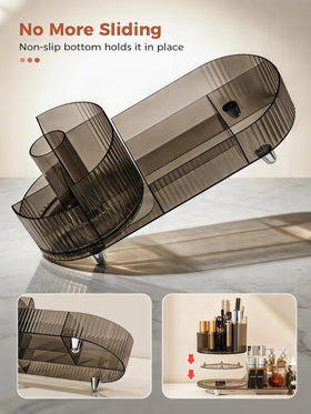 Booklov tall bottle-ready design fits large skincare bottles on your vanity.