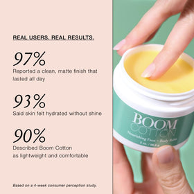 BOOM! Cotton Shine Control Moisturizer gentle on sensitive skin during routine