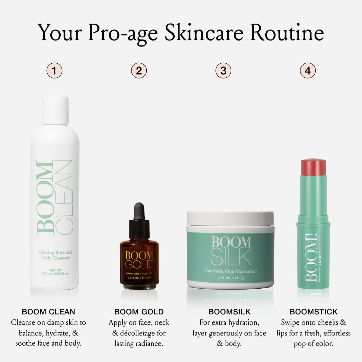 Boomsilk body lotion packaging displayed on a shelf