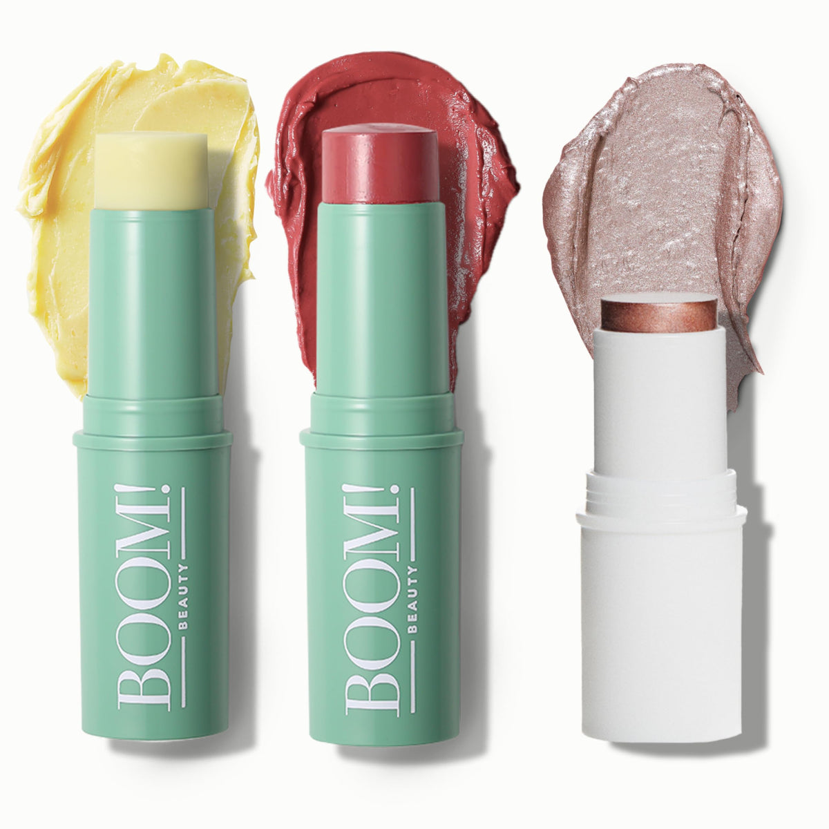 BOOM! Boomstick Rose Nude blush stick close-up for natural cheek tint