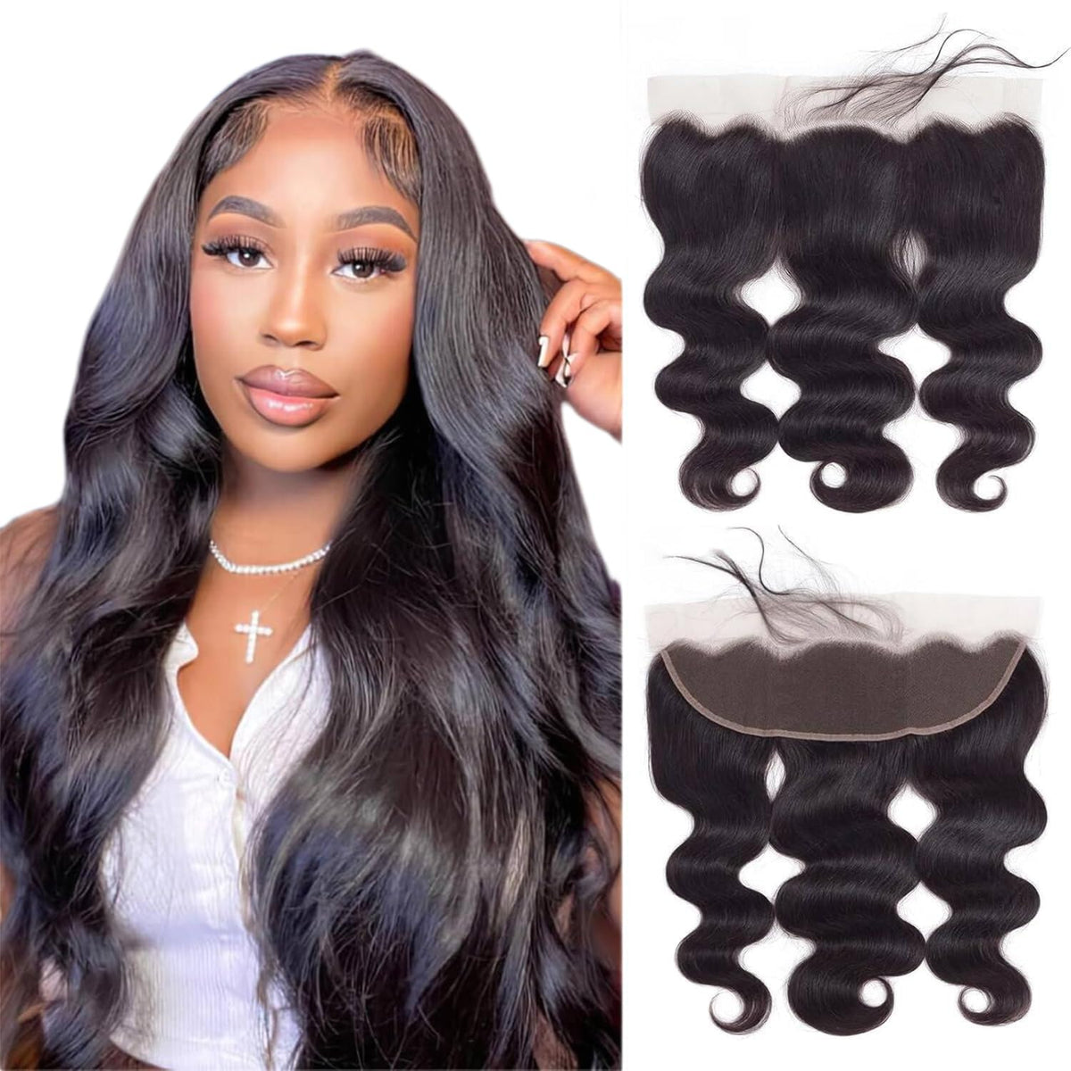 Boopwine 13x4 lace frontal closure close-up with natural parting options