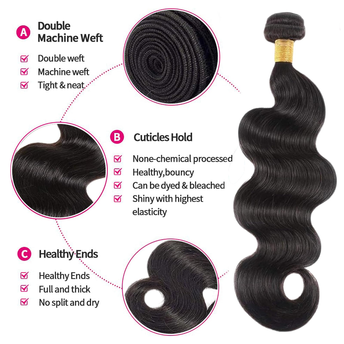 Boopwine body wave bundles 20-inch straightened option offers versatile styling.