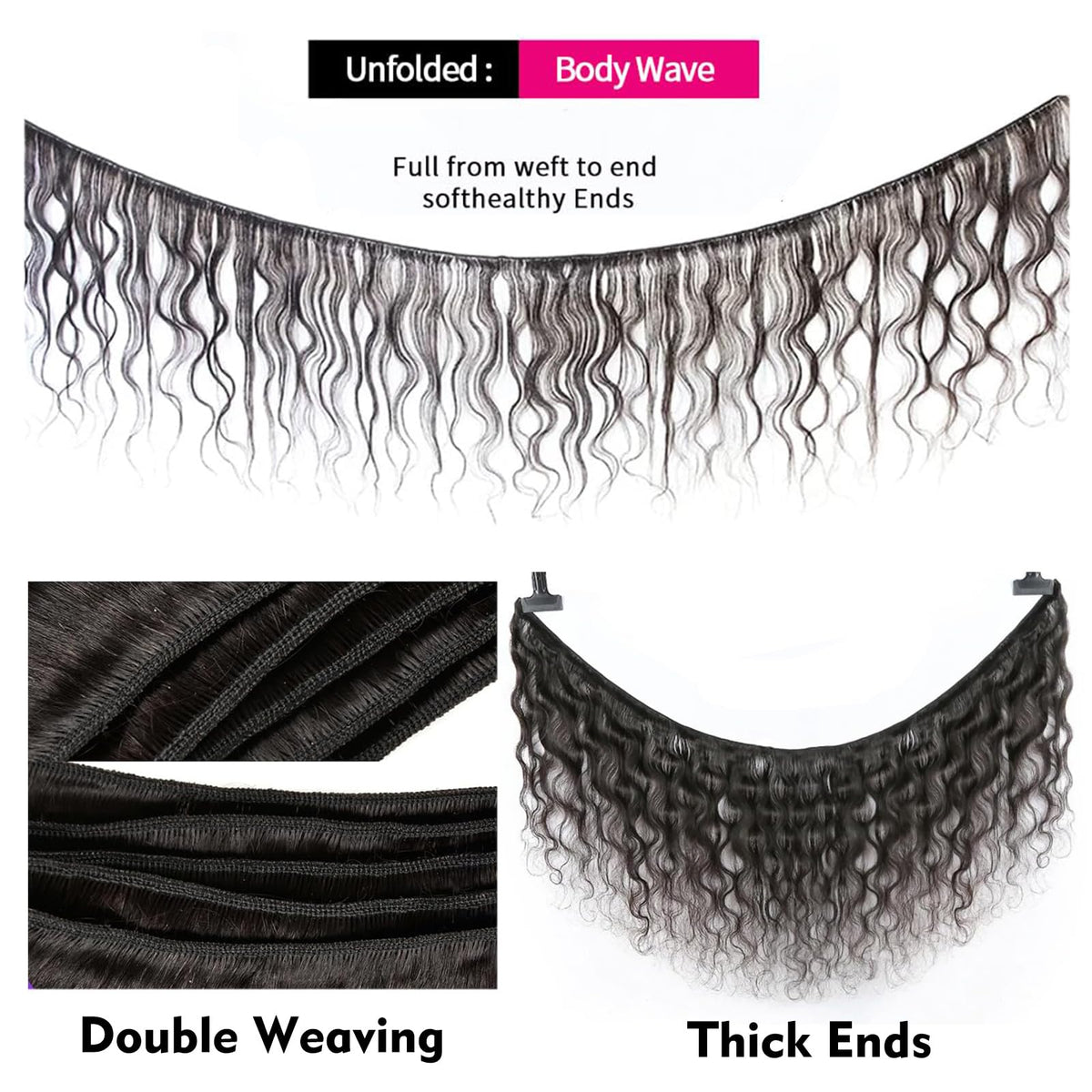 Boopwine body wave bundles natural color blends seamlessly with existing hair.
