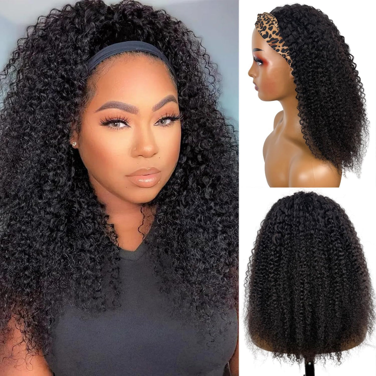Boopwine brazilian virgin hair headband wig shows seamless hairline and flexible styling