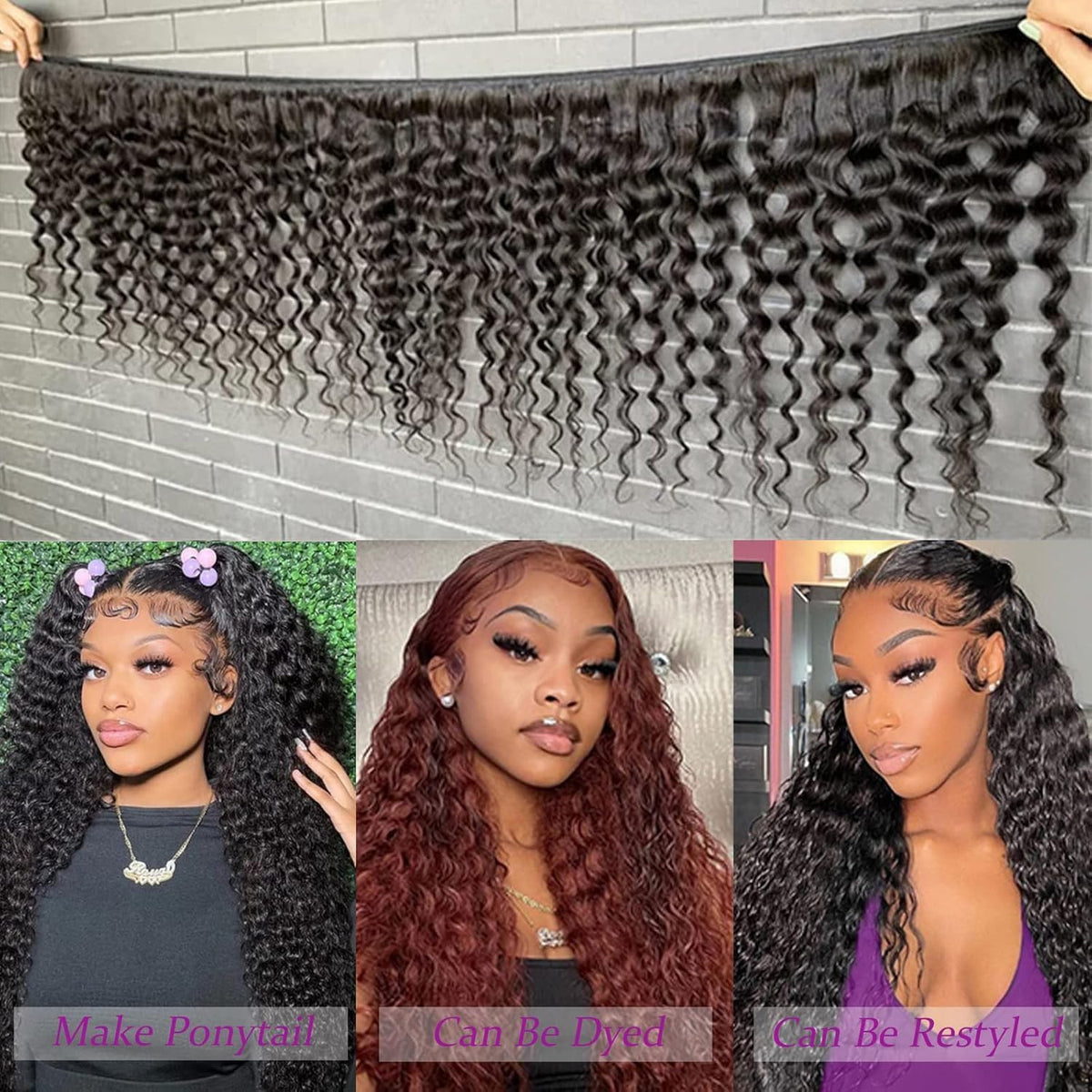 Boopwine Brazilian virgin hair weft offers durable, seamless parting.