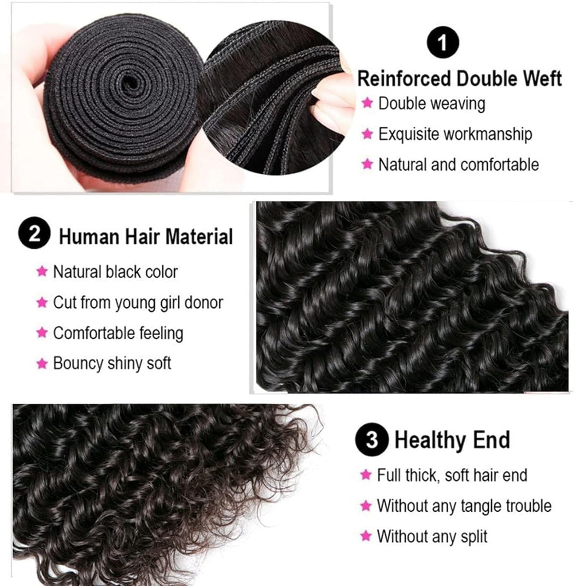 Boopwine Deep Wave 20-inch bundle adds length with natural black sheen.