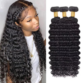 Boopwine Deep Wave 18-inch bundle close-up showing silky texture for natural styling.