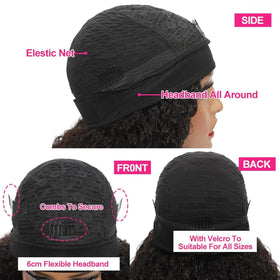 Boopwine glueless headband wig no lace front for quick wear
