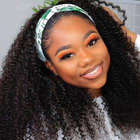 Boopwine kinky curly headband wig 20in model wear offers natural volume and effortless styling