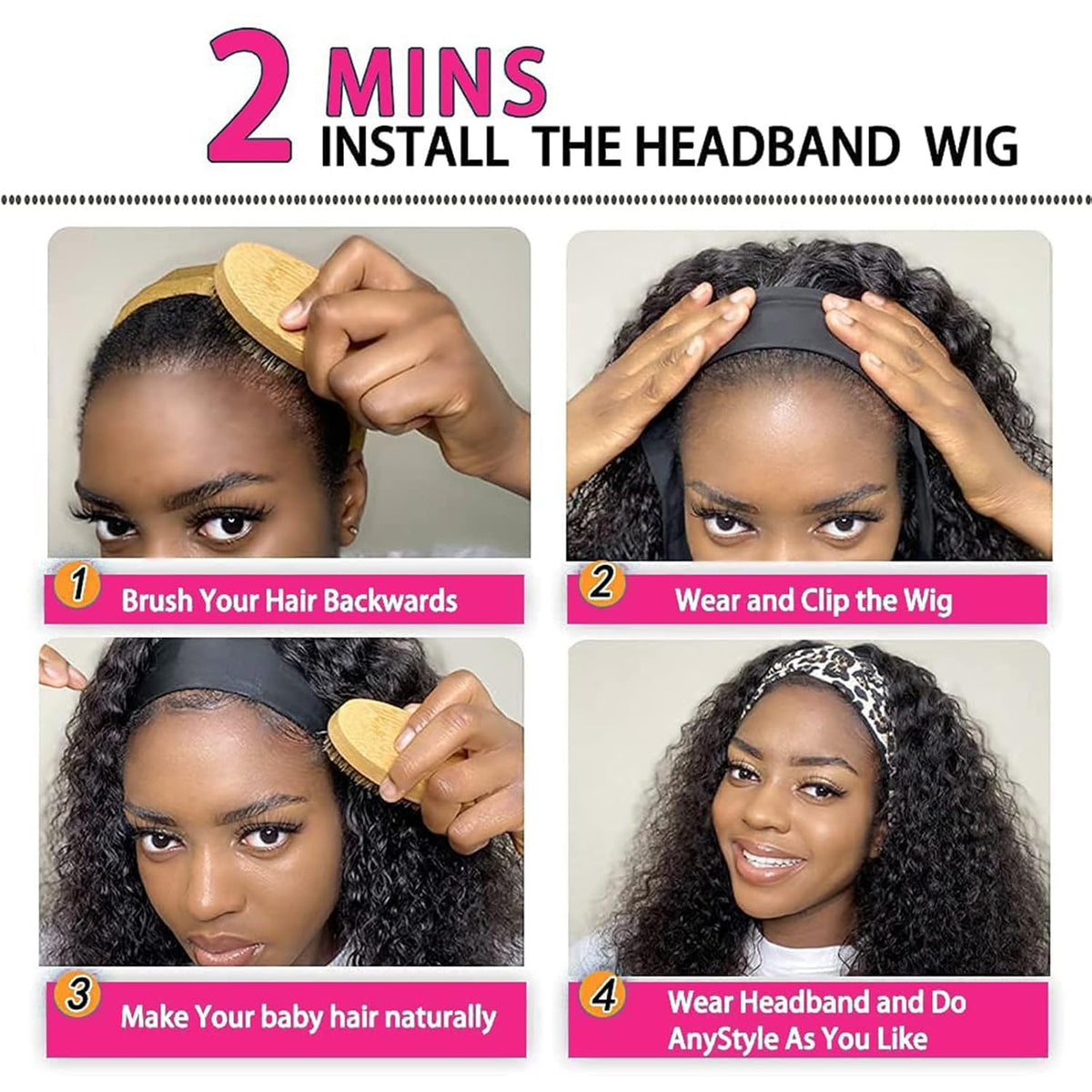 Boopwine kinky curly wig features baby hair styling for versatile looks