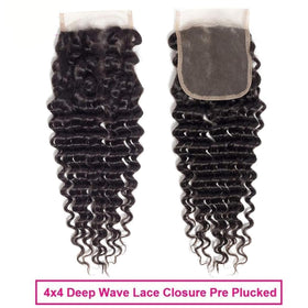 Boopwine lace closure detail with pre-plucked hairline for natural blend.