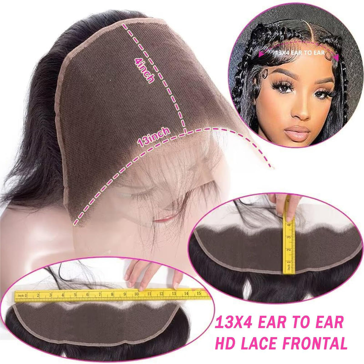 Boopwine pre-plucked baby hair lace frontal for easy blending