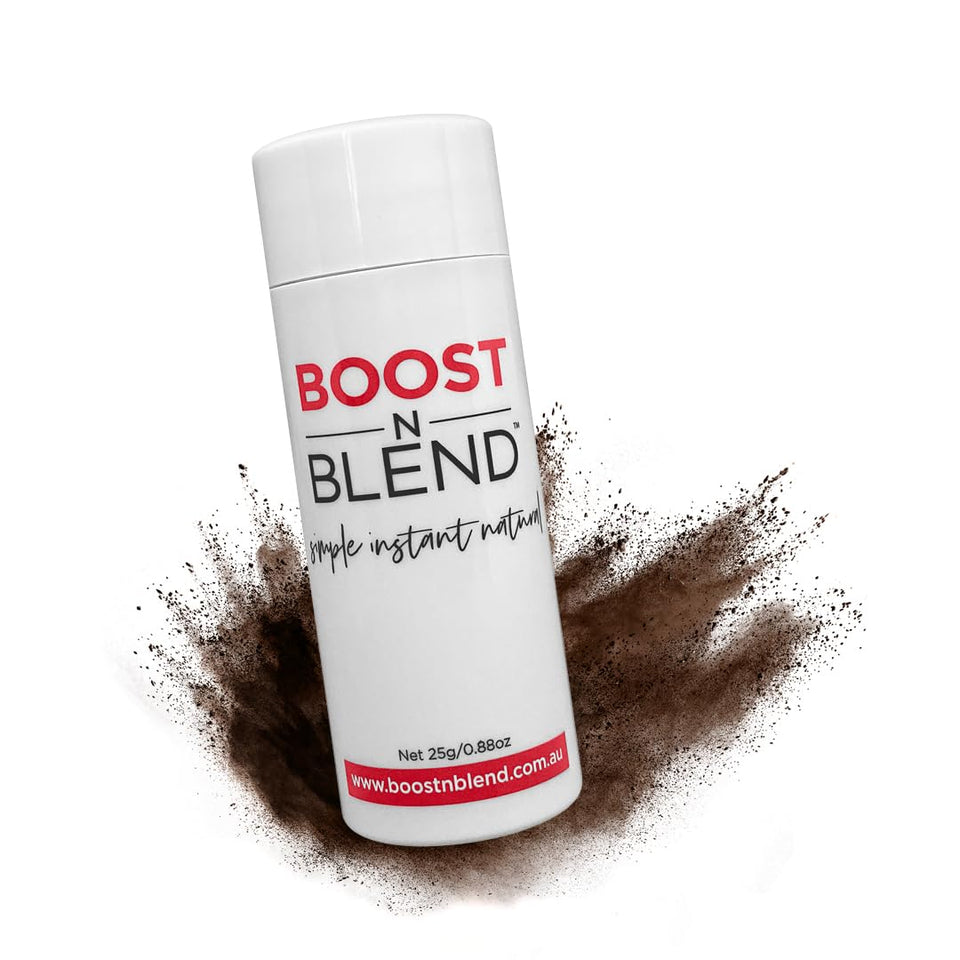 Boost N Blend hair volumizer bottle for quick thinning-area coverage.