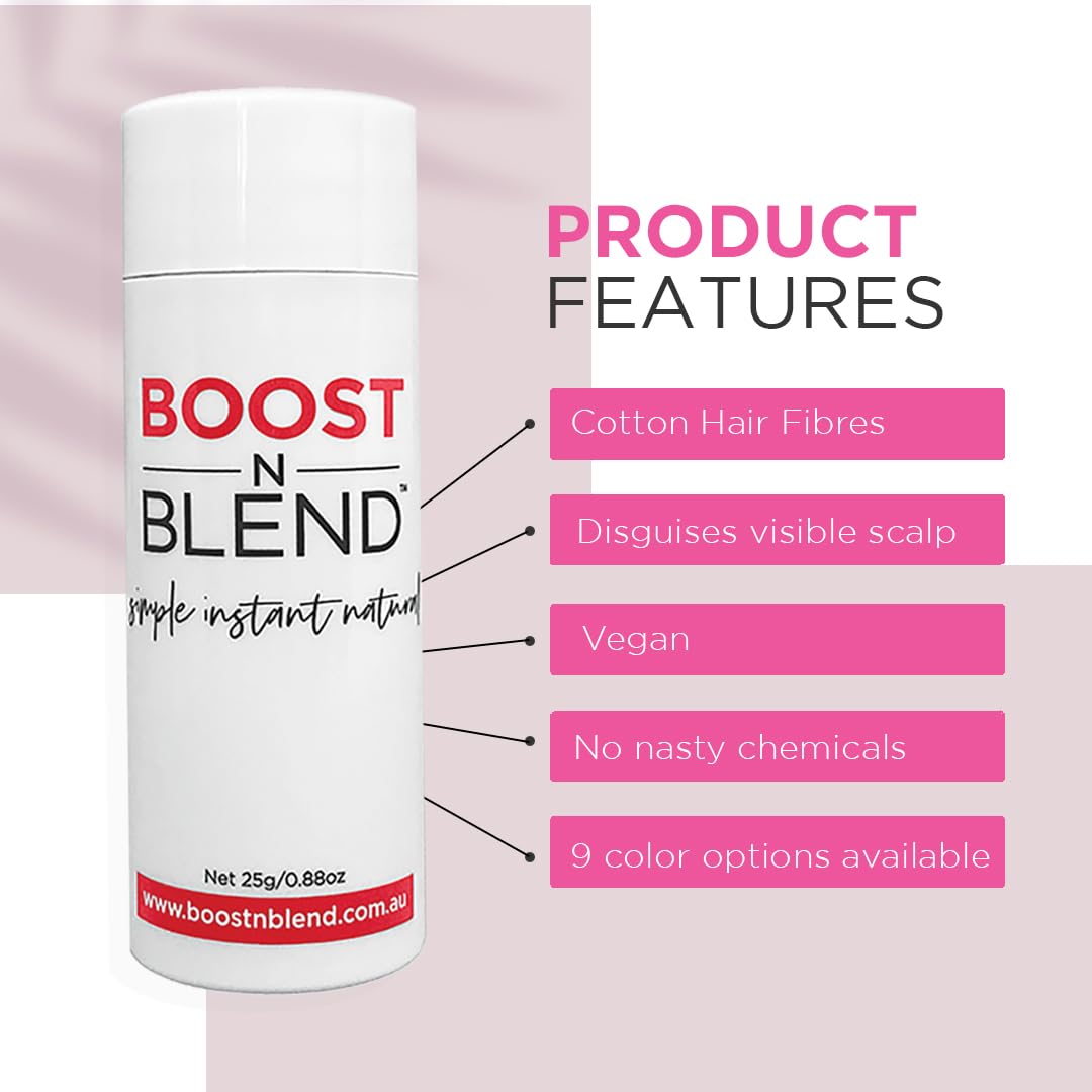 Boost N Blend cotton fibers cling to existing hair for fuller look.