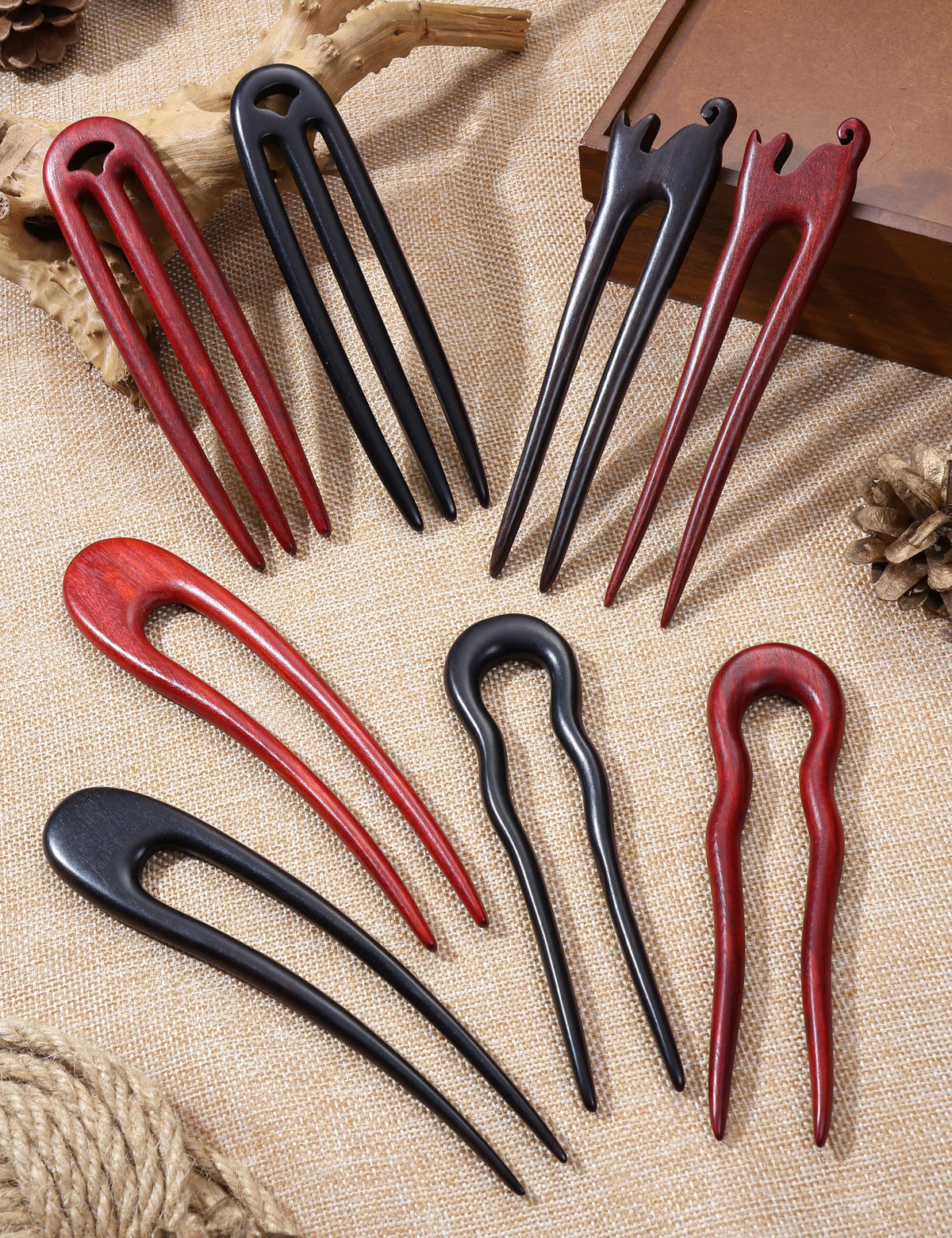 BootMoon handmade wooden hair sticks offer everyday elegance.
