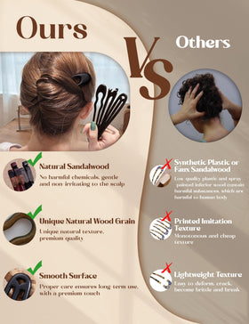 BootMoon sandalwood sticks show natural grain and gentle touch on hair.