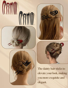BootMoon wooden hair sticks curved chopsticks ideal for casual to formal styles.