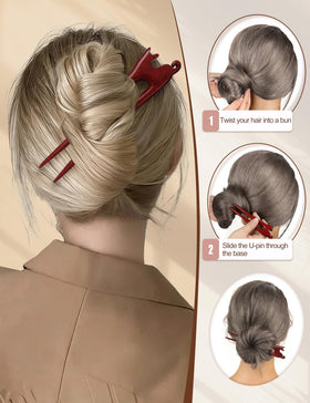 BootMoon wooden hair sticks U-shaped pins provide quick, chic holds.