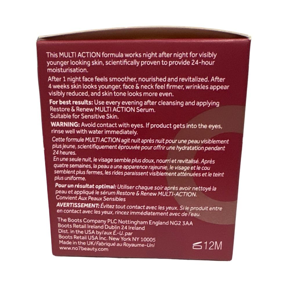 Boots No7 Restore and Renew Night Cream swatch - shows rich hydration for skin.