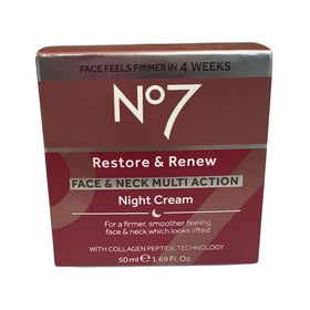 Boots No7 Restore and Renew Night Cream texture close-up - creamy, nourishing formula.