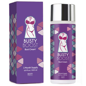 Booty Magic Busty Boost Cream bottle shows natural firming potential for fuller curves.