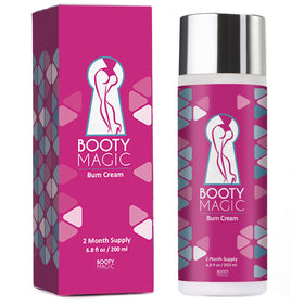 Booty Magic butt cream bottle showing hydration and long-lasting supply