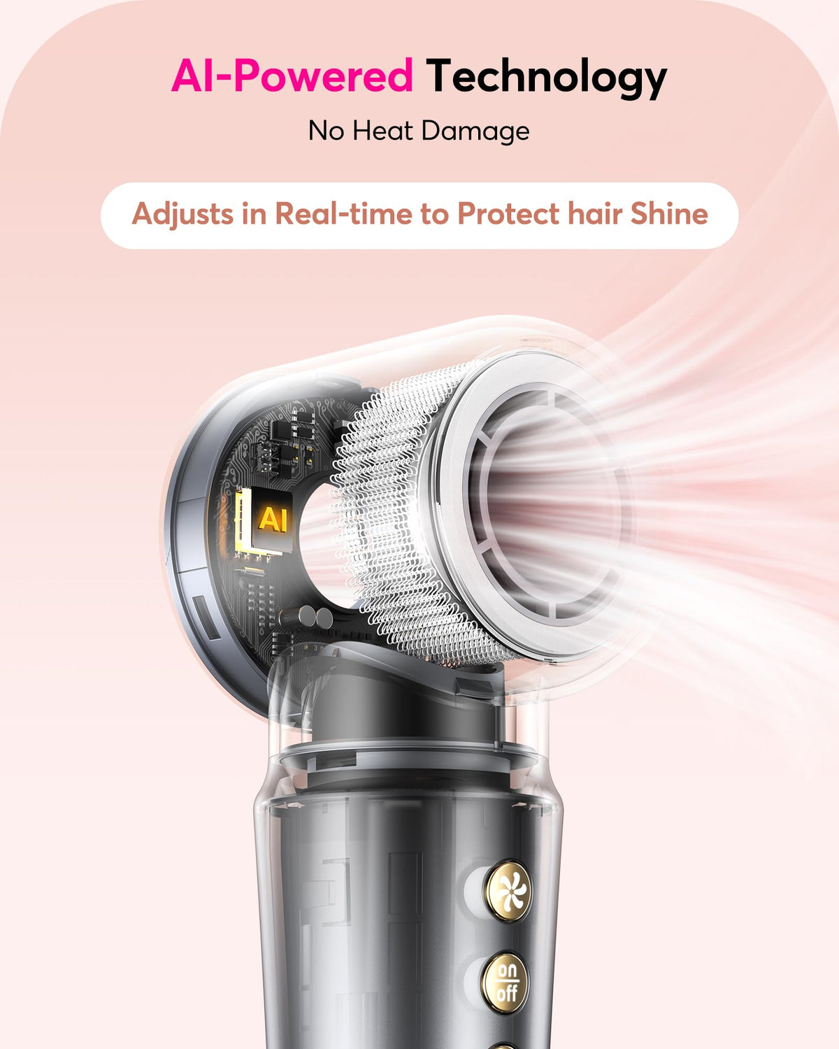 Bopcal 2-in-1 hair dryer brush in use for rapid drying on hair