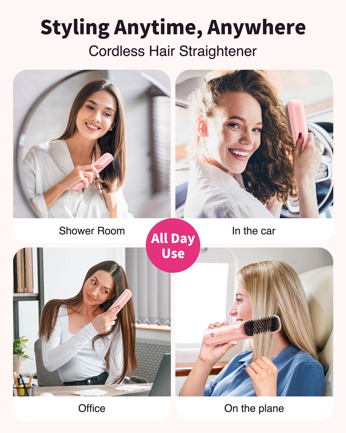 Bopcal cordless brush showing fast heat-up for quick touch-ups
