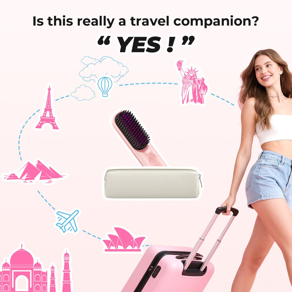 Bopcal ionic straightener brush delivering negative ions to smooth frizz