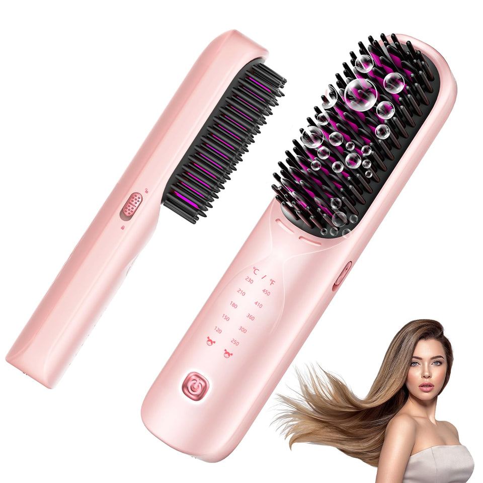 Bopcal cordless straightener brush ready for travel and on-the-go styling