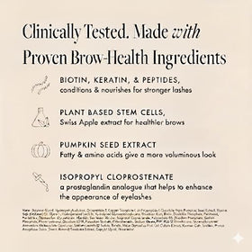 Borboleta Brow Serum box highlighting clinically backed results