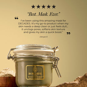Borghese Advanced Fango Active Mud Musk nose-area shot emphasizes targeted pore refinement.
