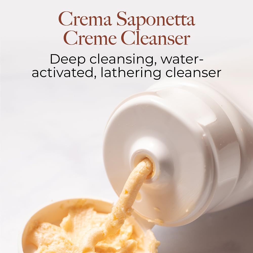 Borghese Crema Saponetta with hyaluronic acid hydrates during cleansing for a dewy finish.