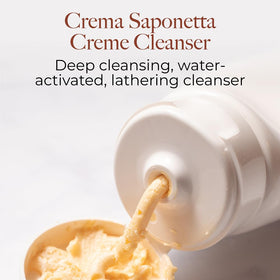 Borghese Crema Saponetta with hyaluronic acid hydrates during cleansing for a dewy finish.