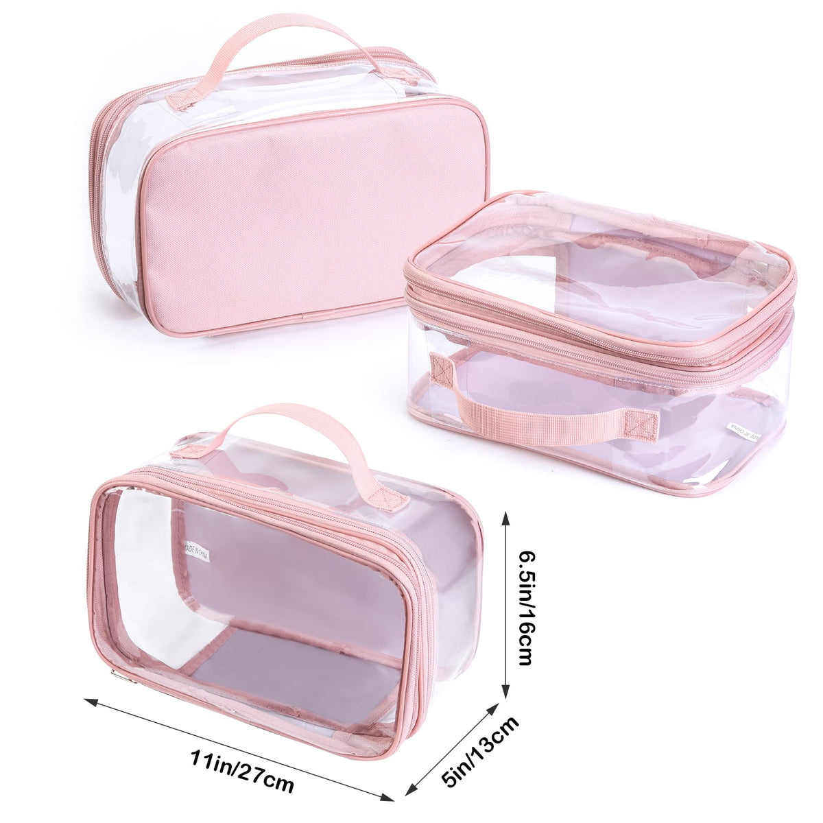 BORMELUN clear makeup case with zipper demonstrates ample storage for travel cosmetics