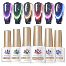 Born Pretty 9D Cat Magnetic Gel Nail Polish Set with magnetic shimmer for striking nails.