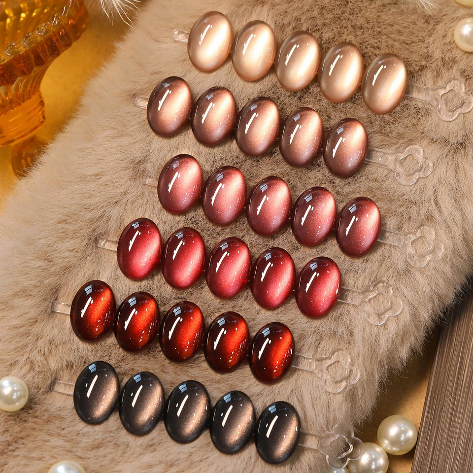 Born Pretty Cat Magnetic Eye Gel Polish brown burgundy glow for at-home salon nails
