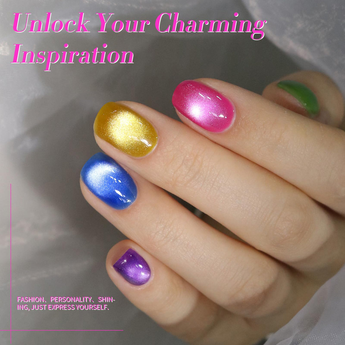 Born Pretty Cat Magnetic Eye Gel Polish Crystal Glow shows a glassy, shifting highlight