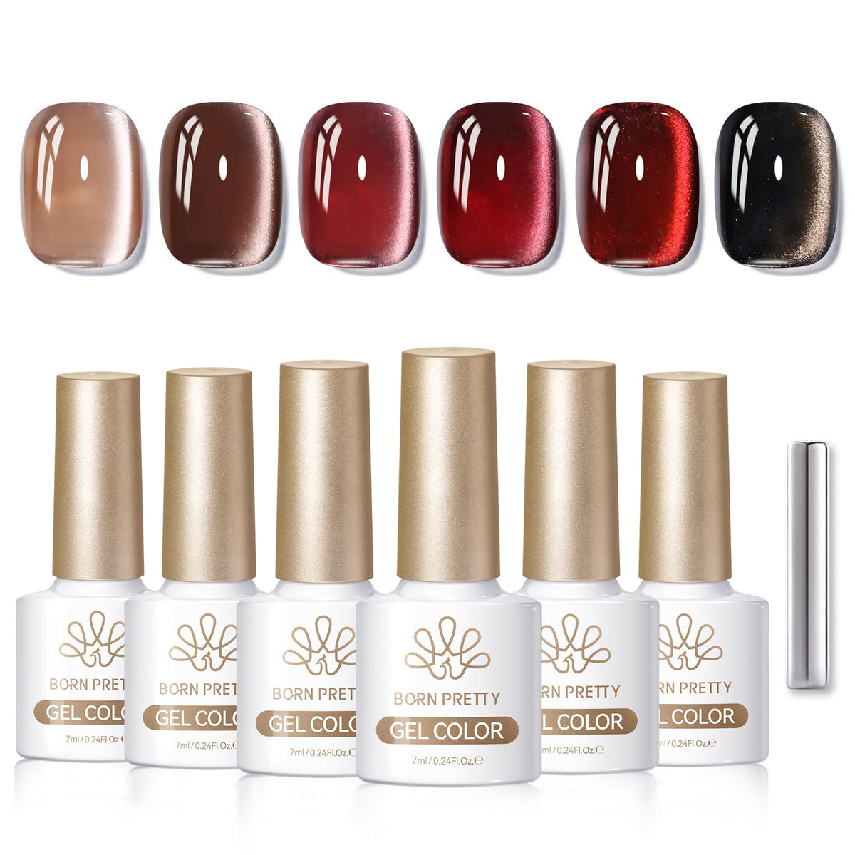 Born Pretty Cat Magnetic Eye Gel Polish wine red shimmer ideal for quick DIY nails