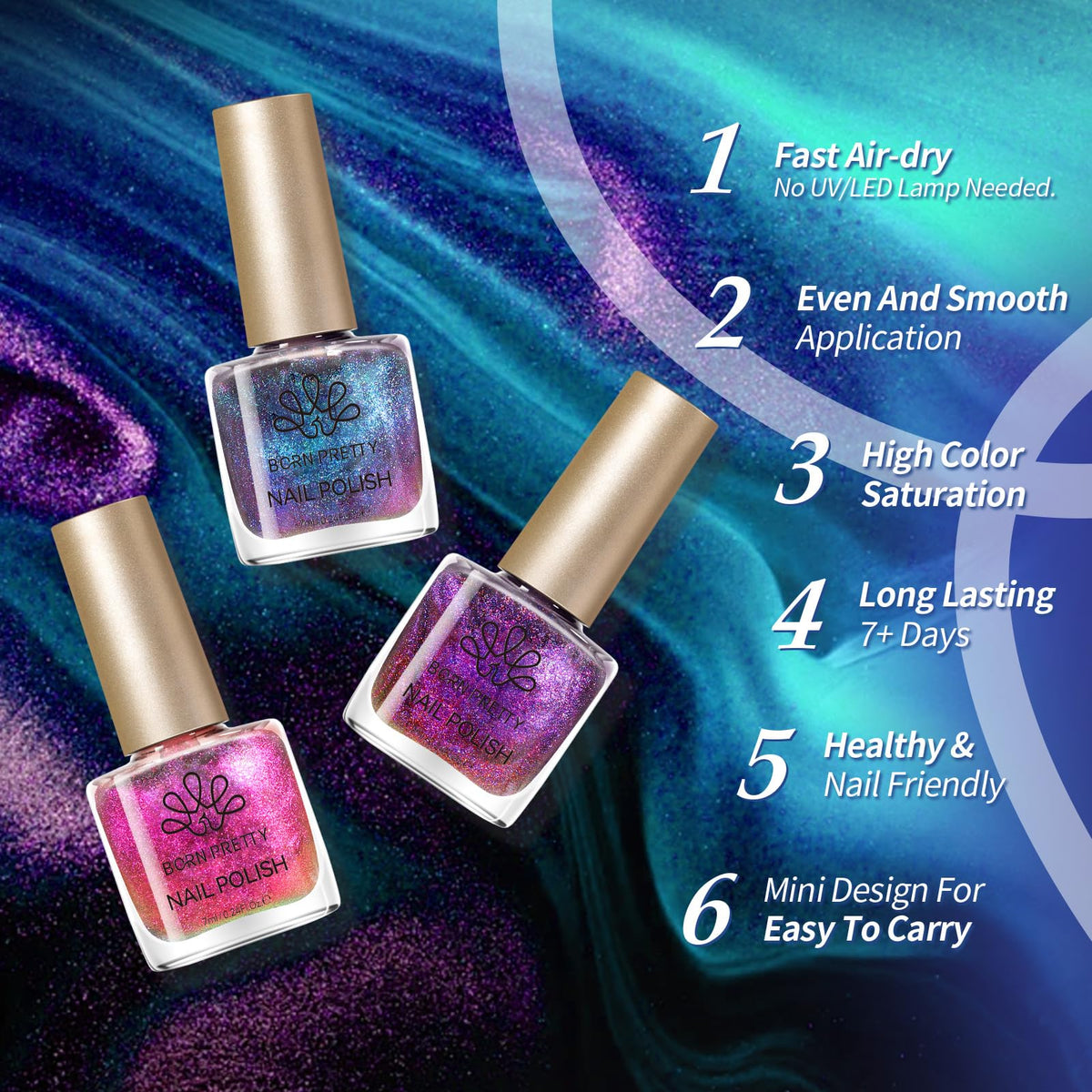 Born Pretty Cat Magnetic Eye Nail Polish Set full collection display
