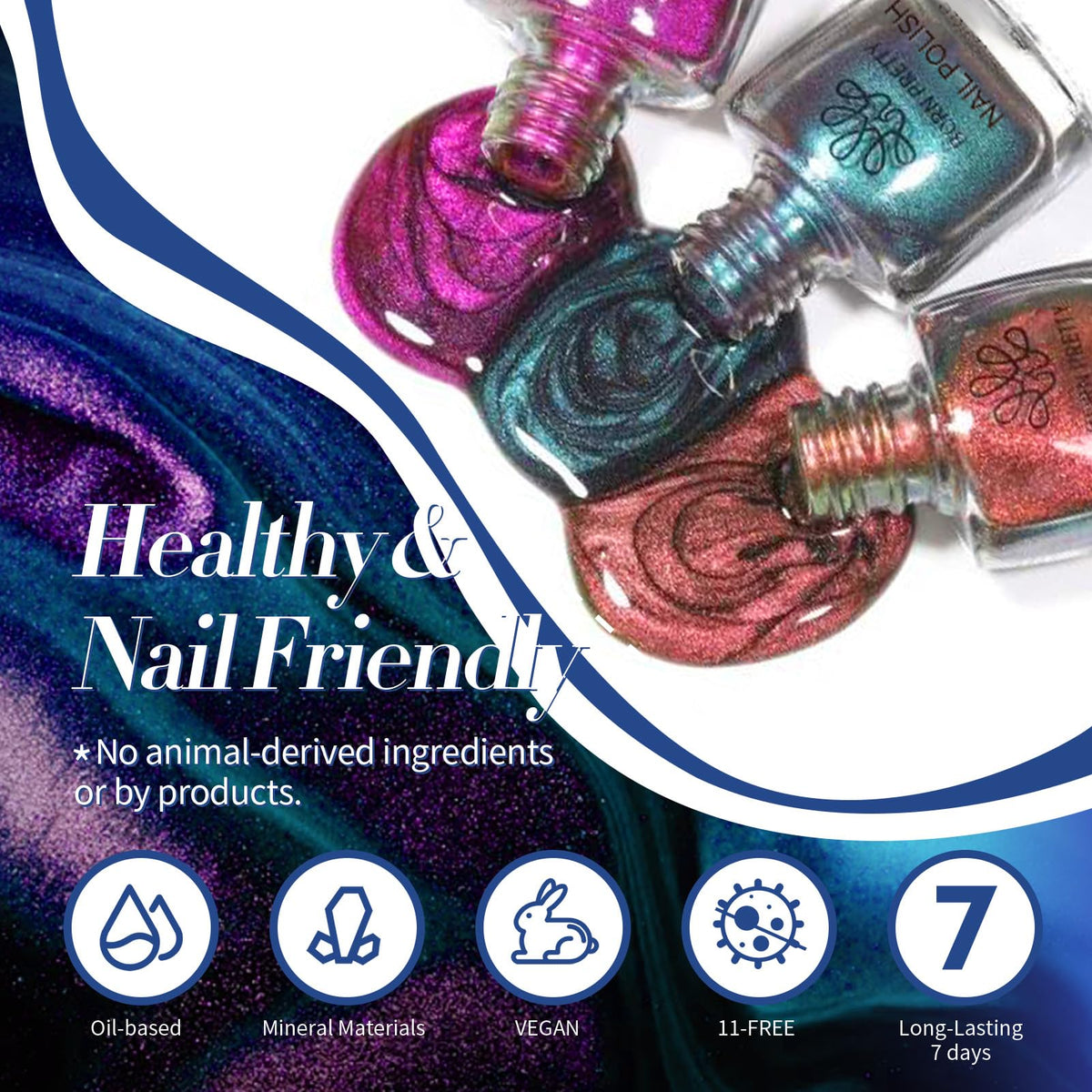 Born Pretty Cat Magnetic Eye Nail Polish Set quick dry swatch demonstration