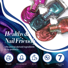 Born Pretty Cat Magnetic Eye Nail Polish Set quick dry swatch demonstration